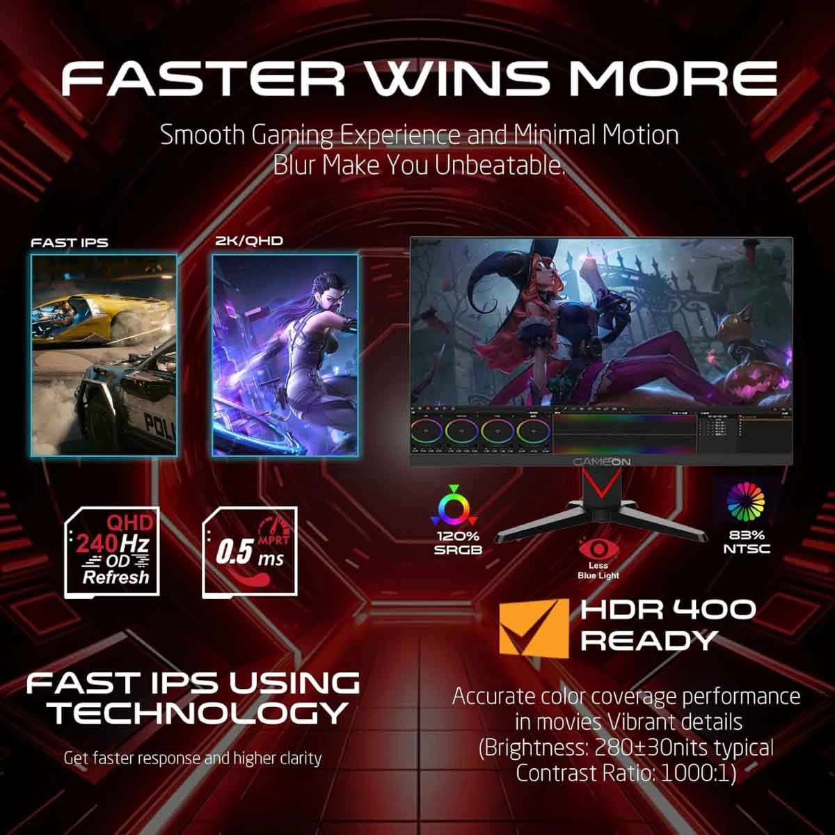 ⁦جيم أون شاشة ألعاب QHD بحجم ‎27"‎ 240Hz Fast⁩ - الصورة ⁦8⁩